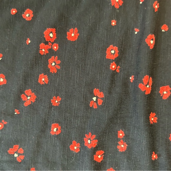 J Jill midi length petite floral blue & red print Aline skirt elastic size small - Picture 2 of 5